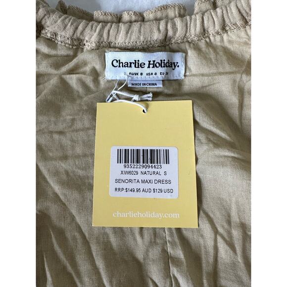 Charlie Holiday Anthropologie Senorita Maxi Dress Tiered Tie-Back - Picture 4 of 7